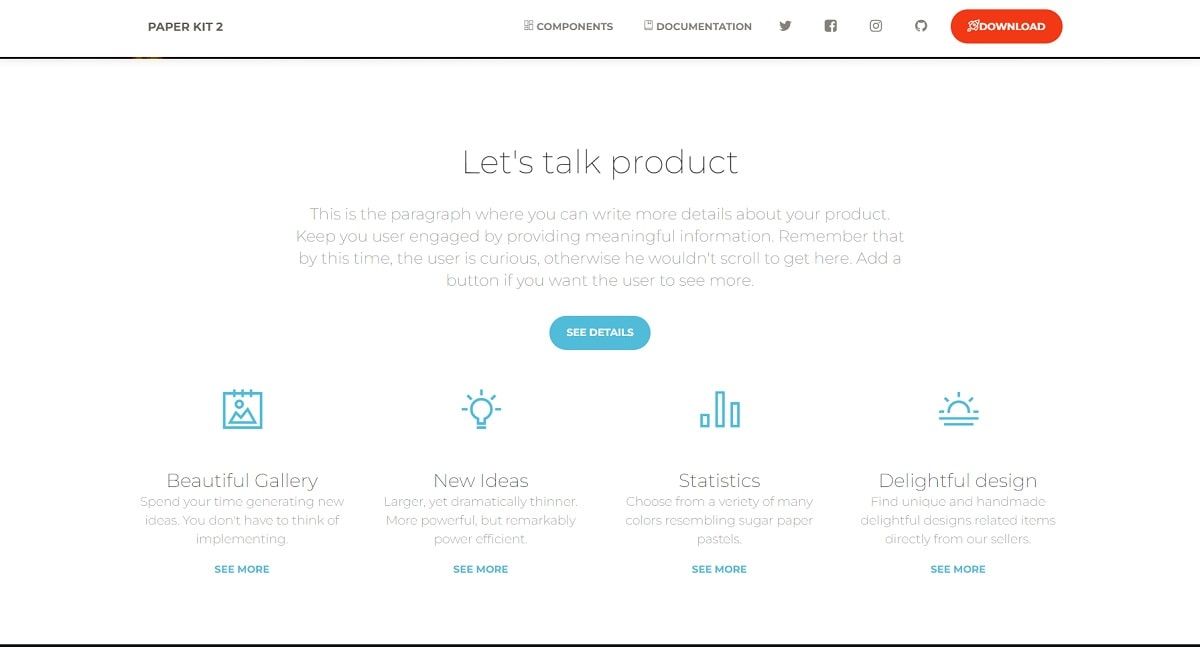 Paper Kit React - Product Features Components.